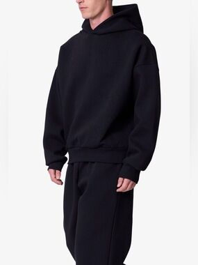 MNML Stiff Heavyweight Hoodie Black Oversized Pullover Sweatshirt NWT Large
